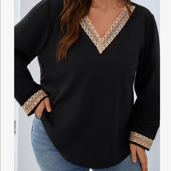 Boho sheer Mesh Lace Long Sleeve Top Shirt Blouse Black - Picture 7 of 12